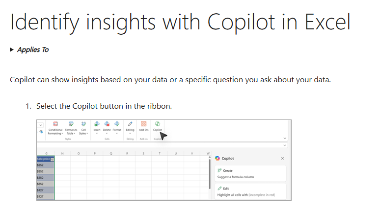 Microsoft Copilot Excel Analysis Example