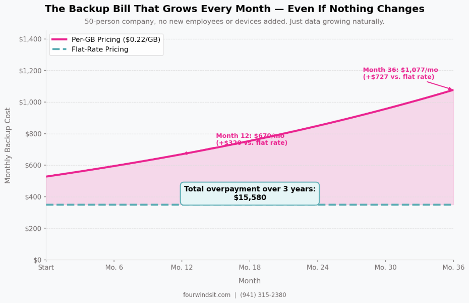 IT invoice over time with growing data